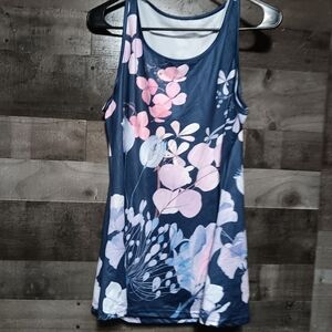 Floral Sleeveless Top - Navy and Pink